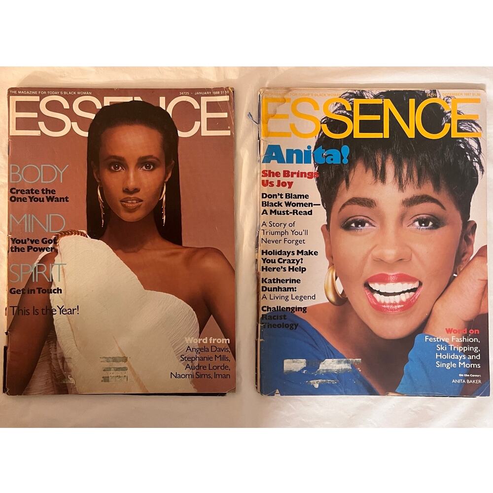 Essence Magazine Jan 1988 Iman & Dec 1987 Anita Baker - Vintage Black Americana